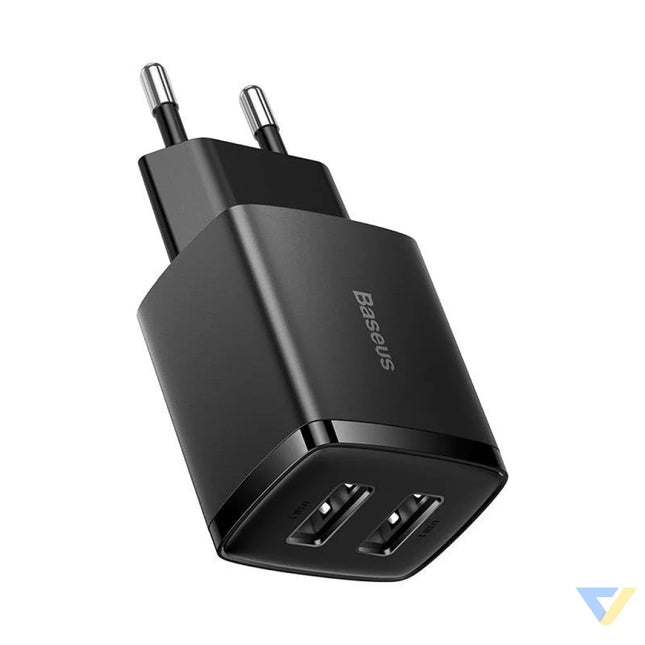 Baseus Compact Quick Charger 2x USB 10.5W (black) mains chargers