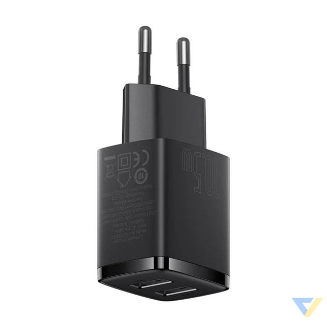 Baseus Compact Quick Charger 2x USB 10.5W (black) mains chargers
