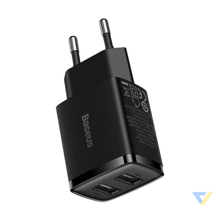 Baseus Compact Quick Charger 2x USB 10.5W (black) mains chargers