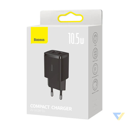 Baseus Compact Quick Charger 2x USB 10.5W (black) mains chargers
