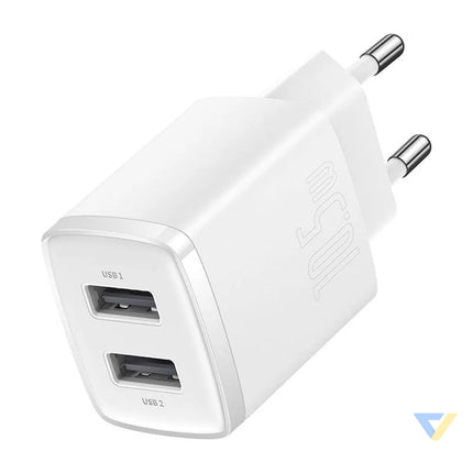 Baseus Compact Quick Charger 2x USB 10.5W (white) mains chargers