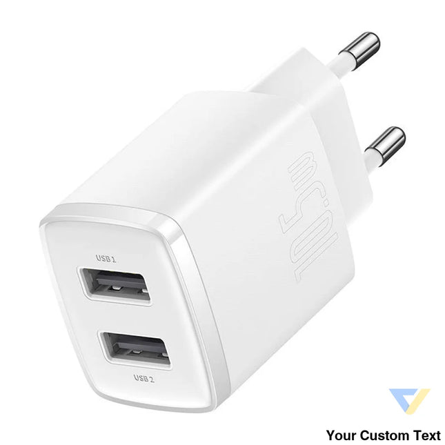 Baseus Compact Quick Charger 2x USB 10.5W (white) mains chargers