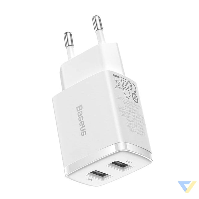 Baseus Compact Quick Charger 2x USB 10.5W (white) mains chargers