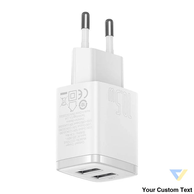 Baseus Compact Quick Charger 2x USB 10.5W (white) mains chargers