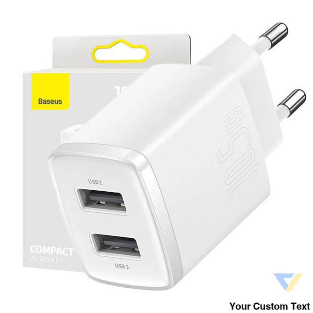Baseus Compact Quick Charger 2x USB 10.5W (white) mains chargers