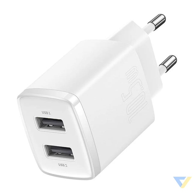 Baseus Compact Quick Charger 2x USB 10.5W (white) mains chargers