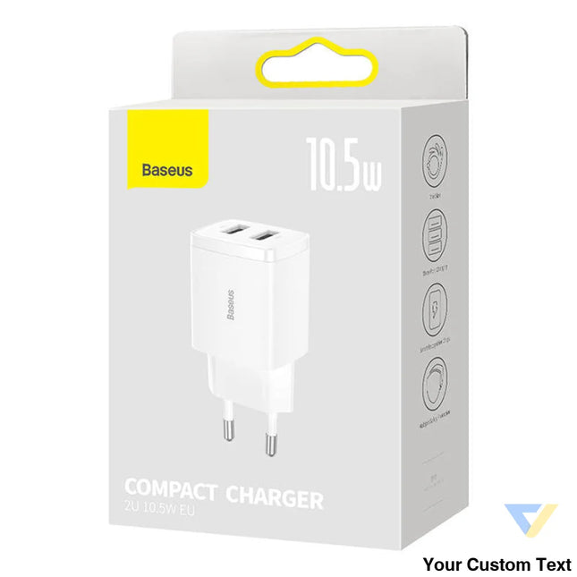 Baseus Compact Quick Charger 2x USB 10.5W (white) mains chargers