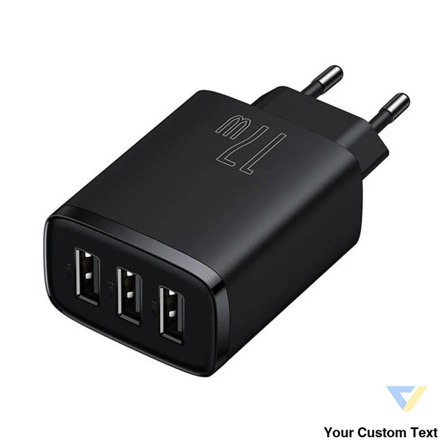 Baseus Compact Quick Charger 3x USB 17W (Black) mains chargers