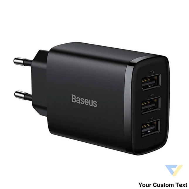 Baseus Compact Quick Charger 3x USB 17W (Black) mains chargers