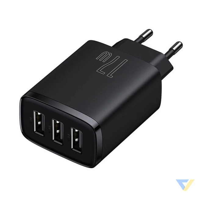 Baseus Compact Quick Charger 3x USB 17W (Black) mains chargers