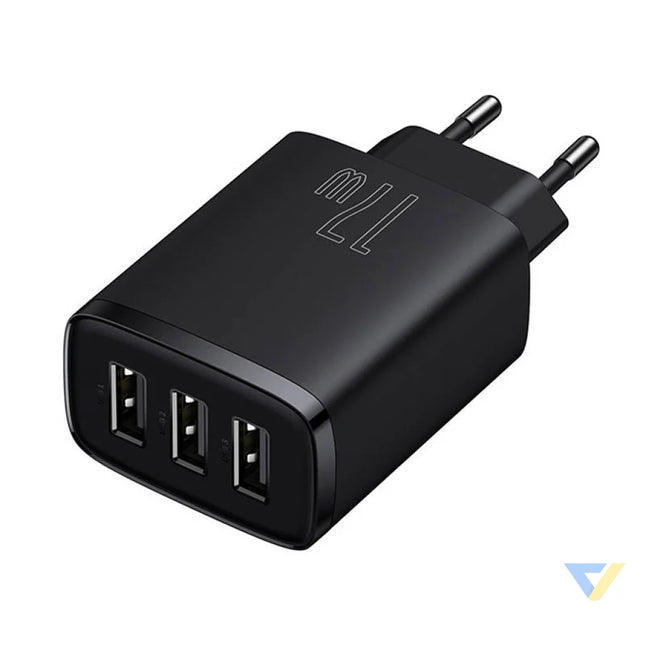 Baseus Compact Quick Charger 3x USB 17W (Black) mains chargers