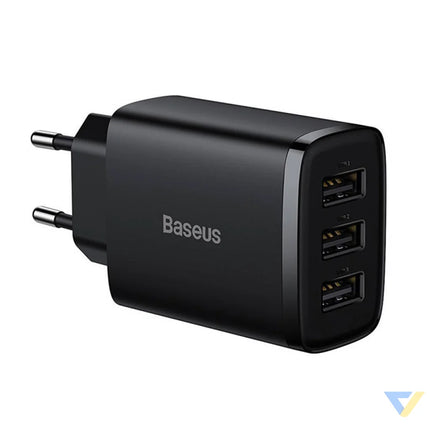Baseus Compact Quick Charger 3x USB 17W (Black) mains chargers