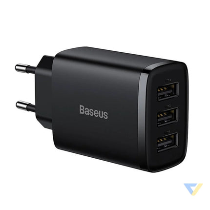 Baseus Compact Quick Charger 3x USB 17W (Black) mains chargers
