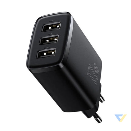 Baseus Compact Quick Charger 3x USB 17W (Black) mains chargers