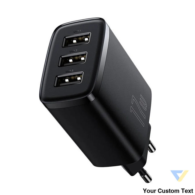Baseus Compact Quick Charger 3x USB 17W (Black) mains chargers