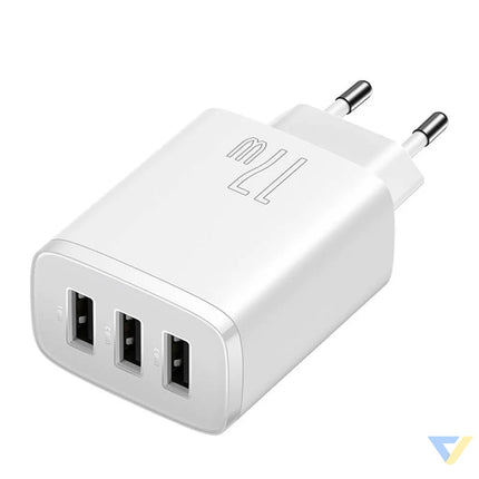 Baseus Compact Quick Charger 3x USB 17W (White) mains chargers