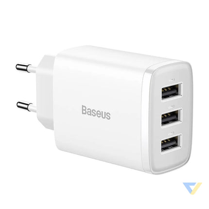 Baseus Compact Quick Charger 3x USB 17W (White) mains chargers