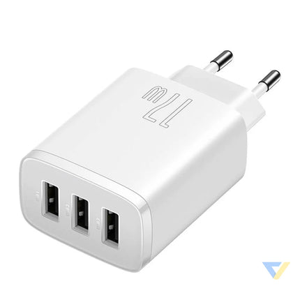 Baseus Compact Quick Charger 3x USB 17W (White) mains chargers