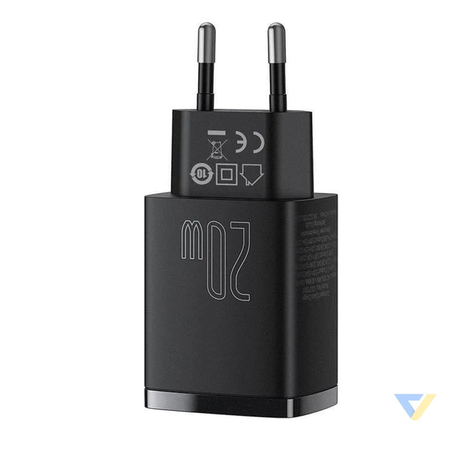 Baseus Compact Quick Charger USB USB C 20W (black) mains chargers