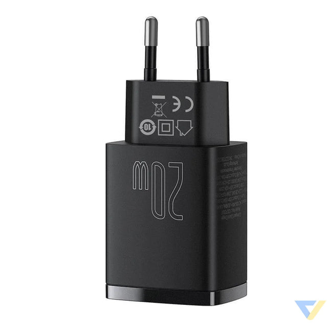 Baseus Compact Quick Charger USB USB C 20W (black) mains chargers