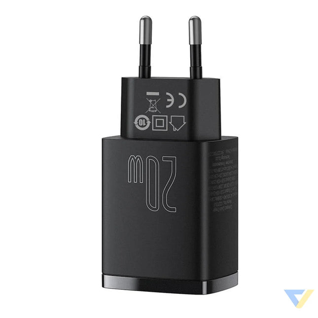 Baseus Compact Quick Charger USB USB C 20W (black) mains chargers