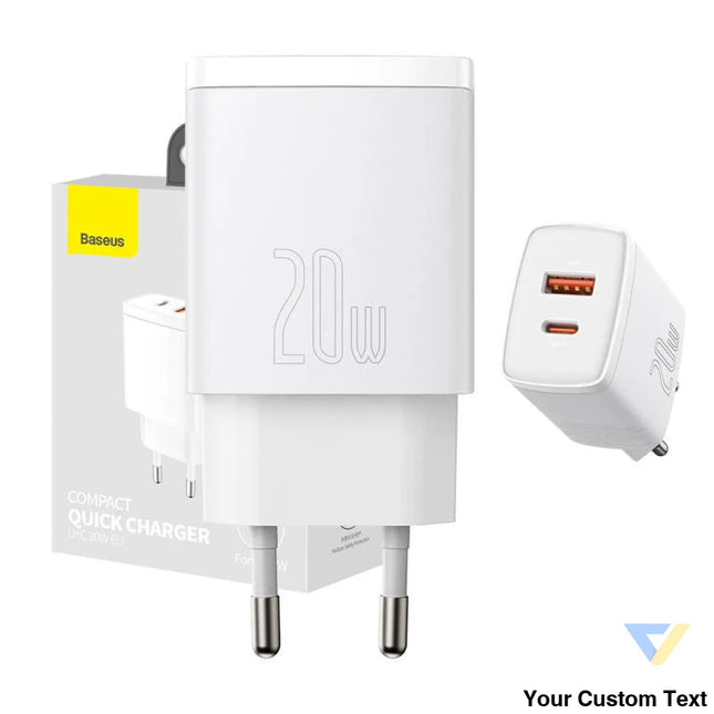 Baseus Compact Quick Charger USB USB C 20W (white) mains chargers
