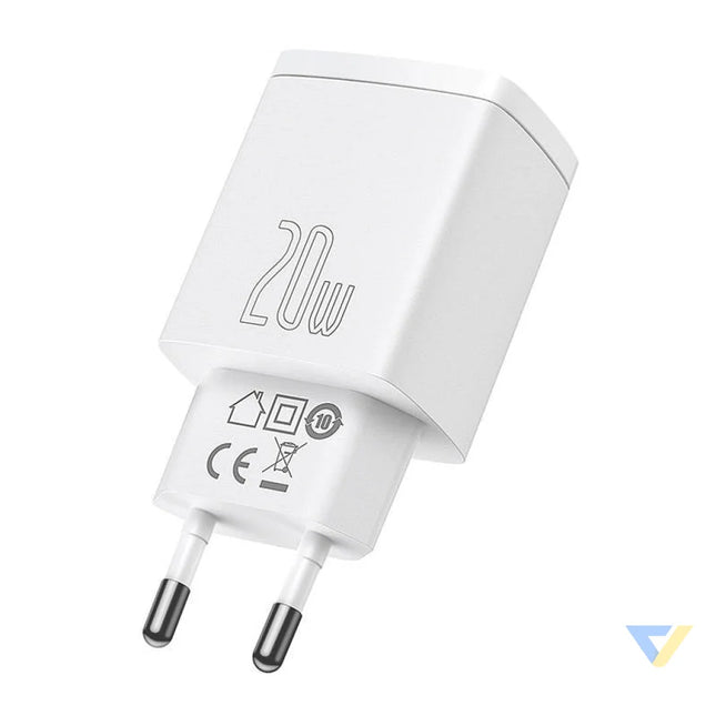Baseus Compact Quick Charger USB USB C 20W (white) mains chargers