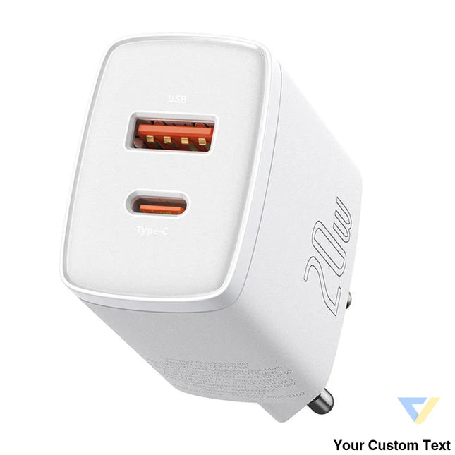 Baseus Compact Quick Charger USB USB C 20W (white) mains chargers