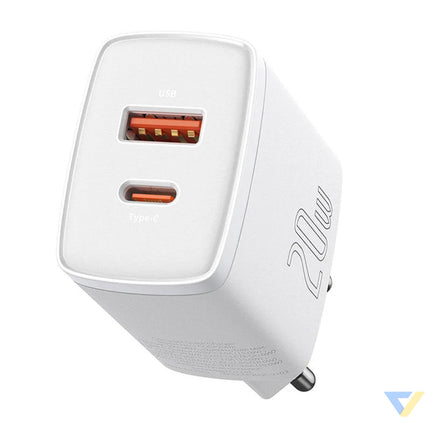Baseus Compact Quick Charger USB USB C 20W (white) mains chargers
