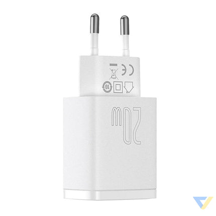 Baseus Compact Quick Charger USB USB C 20W (white) mains chargers