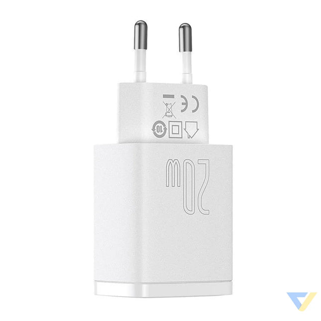 Baseus Compact Quick Charger USB USB C 20W (white) mains chargers