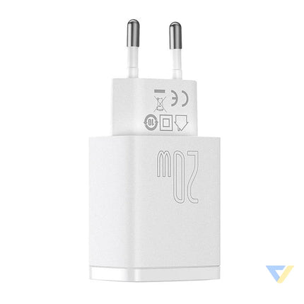 Baseus Compact Quick Charger USB USB C 20W (white) mains chargers