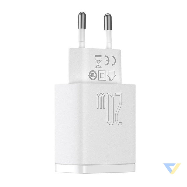 Baseus Compact Quick Charger USB USB C 20W (white) mains chargers