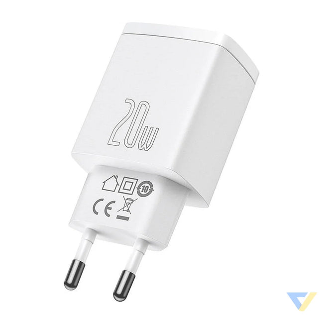 Baseus Compact Quick Charger USB USB C 20W (white) mains chargers