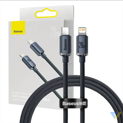 Baseus Crystal cable USB C to Lightning 20W PD 1.2m (black) USB C to Lightning