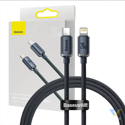 Baseus Crystal cable USB C to Lightning 20W PD 1.2m (black) USB C to Lightning