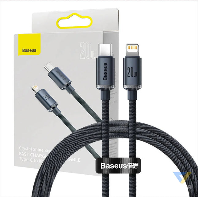 Baseus Crystal cable USB C to Lightning 20W PD 1.2m (black) USB C to Lightning