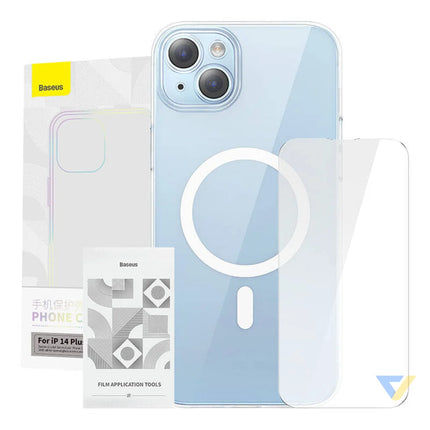 Baseus Crystal Series Magnetic Case for iPhone 14 Plus + tempered glass Protective cases for smartphones