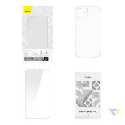 Baseus Crystal Series Magnetic Case for iPhone 14 Plus + tempered glass Protective cases for smartphones