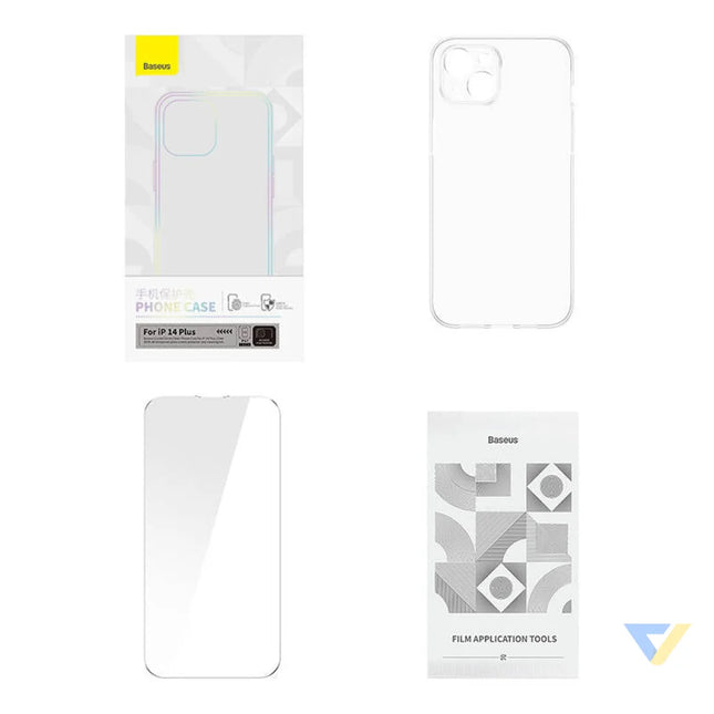 Baseus Crystal Series Magnetic Case for iPhone 14 Plus + tempered glass Protective cases for smartphones