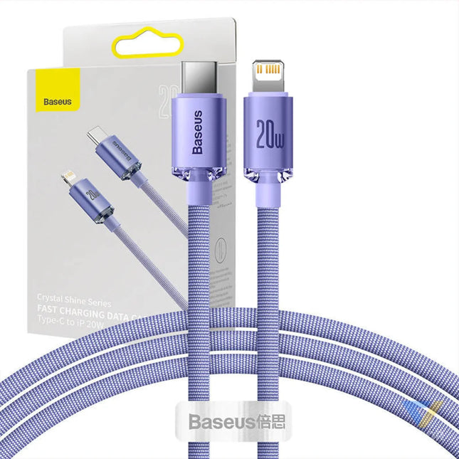Baseus Crystal Shine cable USB C to Lightning 20W PD 1.2m (purple) USB C to Lightning
