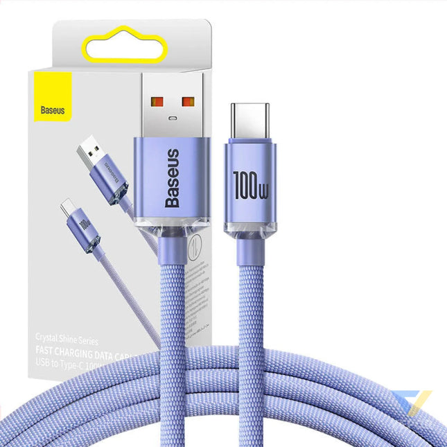 Baseus Crystal Shine cable USB to USB C 5A 1.2m (purple) USB to USB C