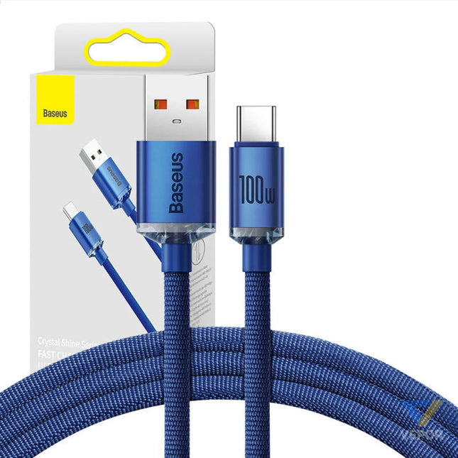 Baseus Crystal Shine cable USB to USB C 5A100W1.2m (blue) USB to USB C