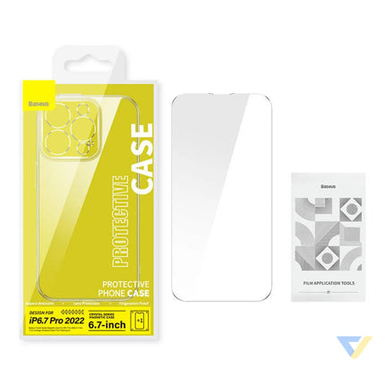 Baseus Crystal Transparent Magnetic Case and Tempered Glass set for iPhone 14 Pro Max For smartphones