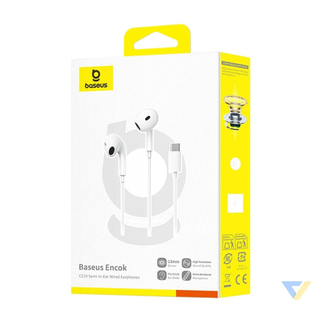 Baseus Encok CZ19 Wired In Ear Headphones White Wired