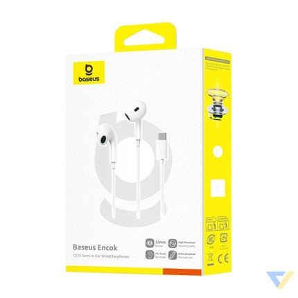 Baseus Encok CZ19 Wired In Ear Headphones White Wired