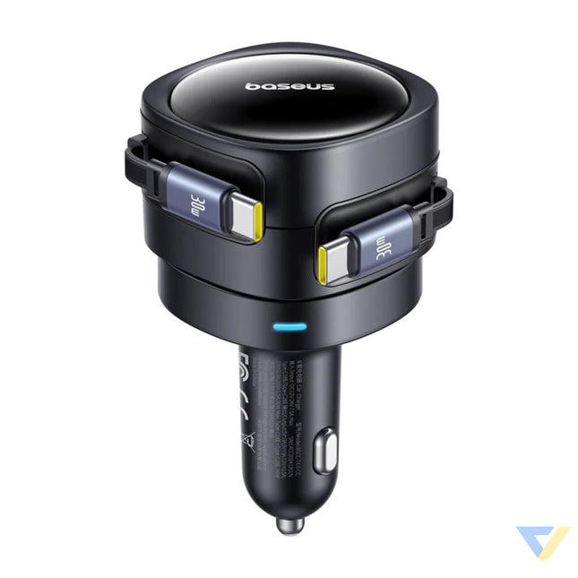 Baseus Enjoyment Max car charger with USB C + USB C cables 60W Black Car chargers