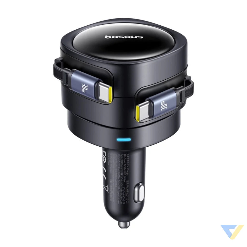Baseus Enjoyment Max car charger with USB C + USB C cables 60W Black Car chargers