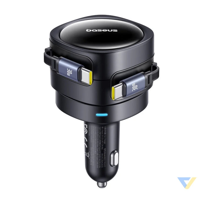 Baseus Enjoyment Max car charger with USB C + USB C cables 60W Black Car chargers