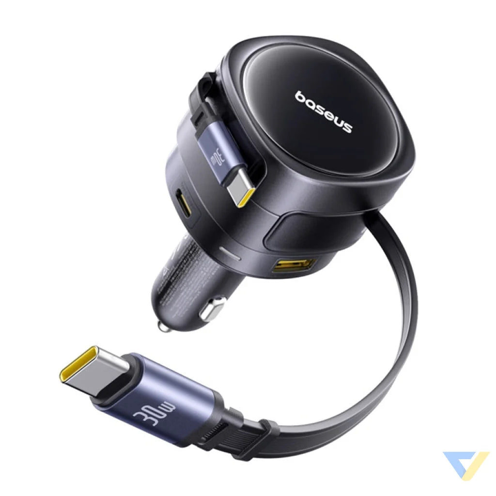 Baseus Enjoyment Max car charger with USB C + USB C cables and USB A + USB C ports 90W Black Car chargers